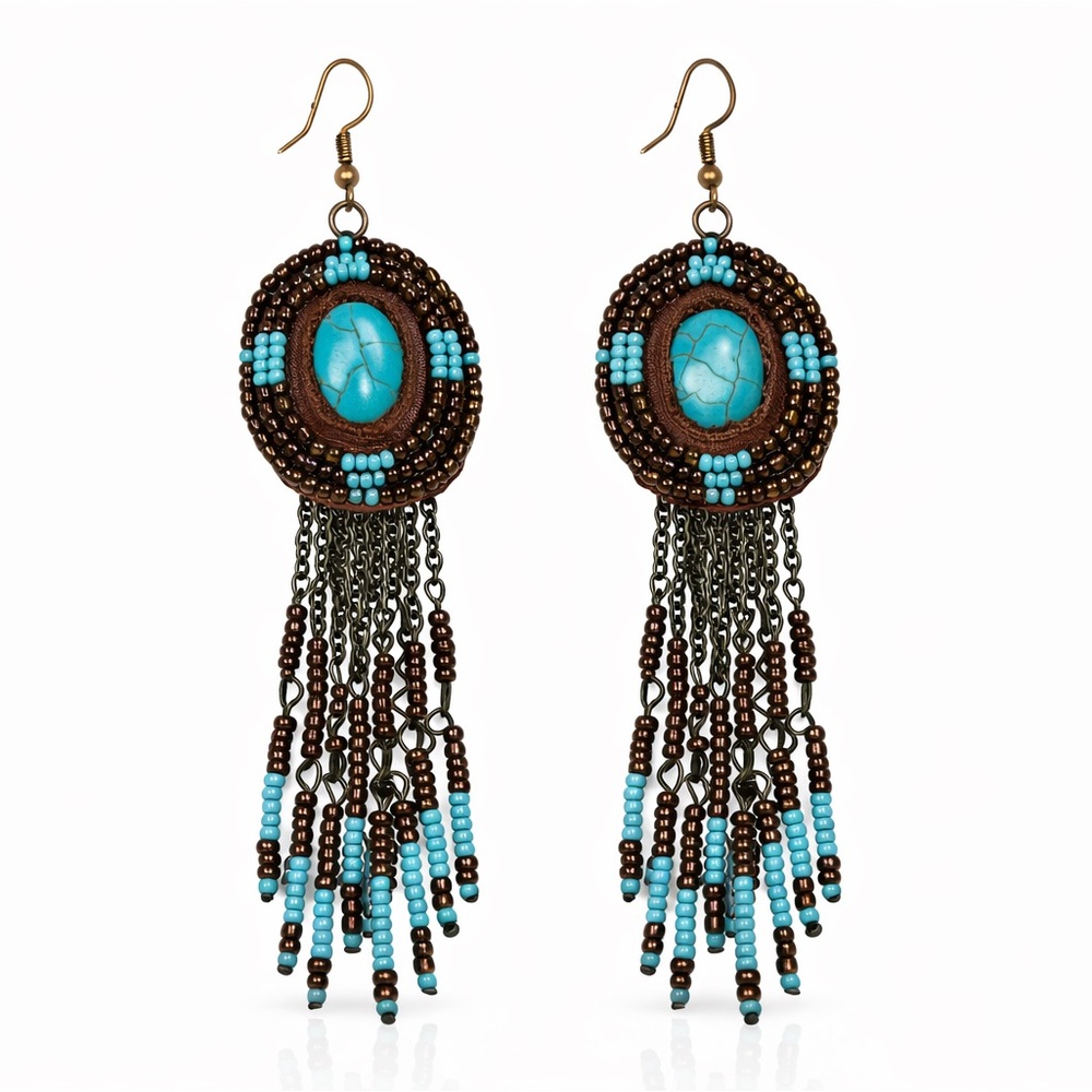 Bohemian Beaded Earrings with Turquoise Accents